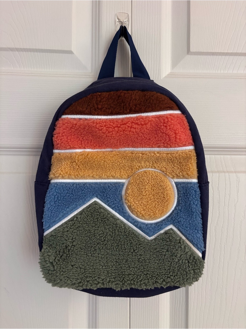 Cat & Jack Toddler Kids Navy Sherpa Mountain Backpack with Multicolor Panels